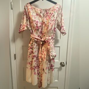 Dress eShakti custom a-line white pink